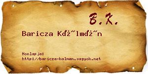 Baricza Kálmán névjegykártya
